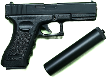 Игрушка Пистолет с пульками Glock с глушителем Q.1C - Вольные стрелки Игрушка Пистолет с пульками Glock с глушителем Q.1C - Вольные стрелки