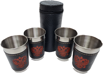 Стакан металл-кожа в чехле большой - Вольные стрелки