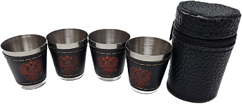 Стакан металл-кожа в чехле малый - Вольные стрелки